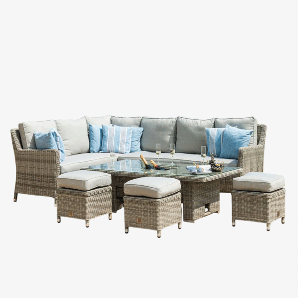 The Oxford Corner Dining Set with Rising Table, Ice Bucket