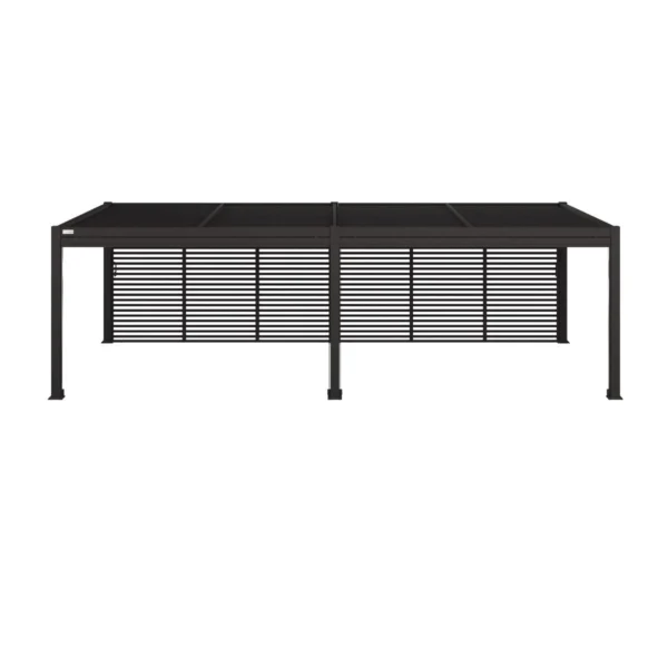 Como 7.8m x 4m Aluminium Metal Outdoor Garden Pergola with 4 Zip Drop Sides & 2 x 4m Louvre Wall