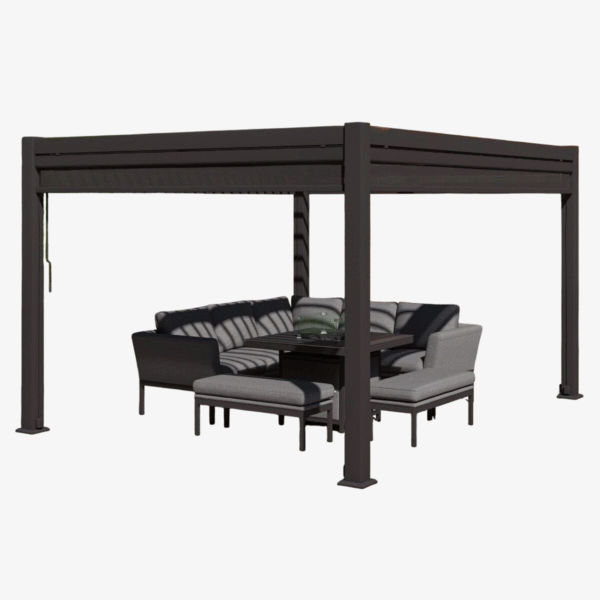 Como 3m x 4m Aluminium Metal Outdoor Garden Pergola with 4 Zip Drop Sides & LED Lighting
