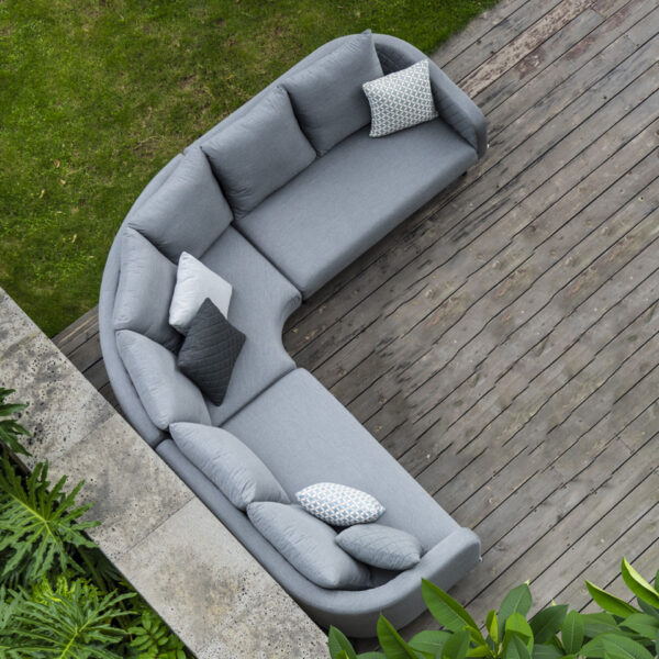 Outdoor Fabric Ambition Square Corner Dining Set with Fire Pit Table – Flanelle